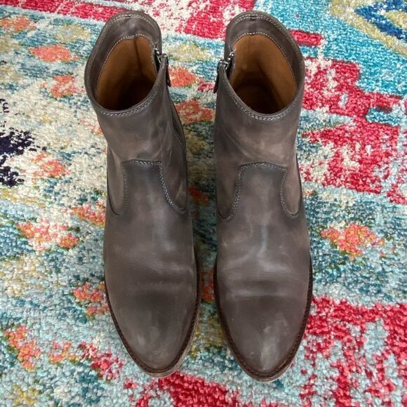 Frye Brooke Leather Short Ankle Boots Booties - Picture 2 of 8